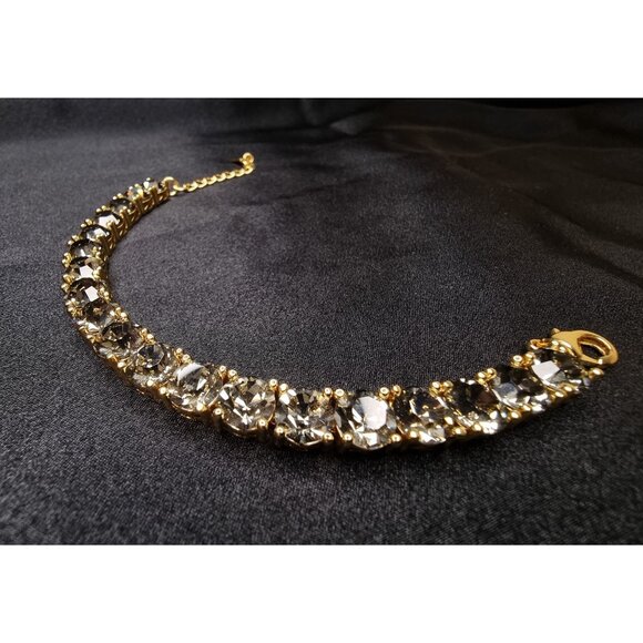 Limited Edition Park Lane Smoky Rhinestone Bracelet Gold-Tone Adjustable Chain - Picture 1 of 7